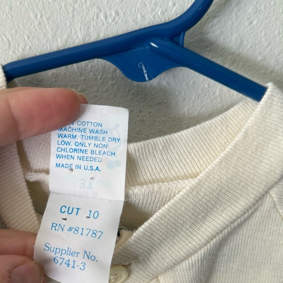 Vintage The Original Long-Johns Panda Cream With Blue Embroidery Size 3T - Picture 5 of 7